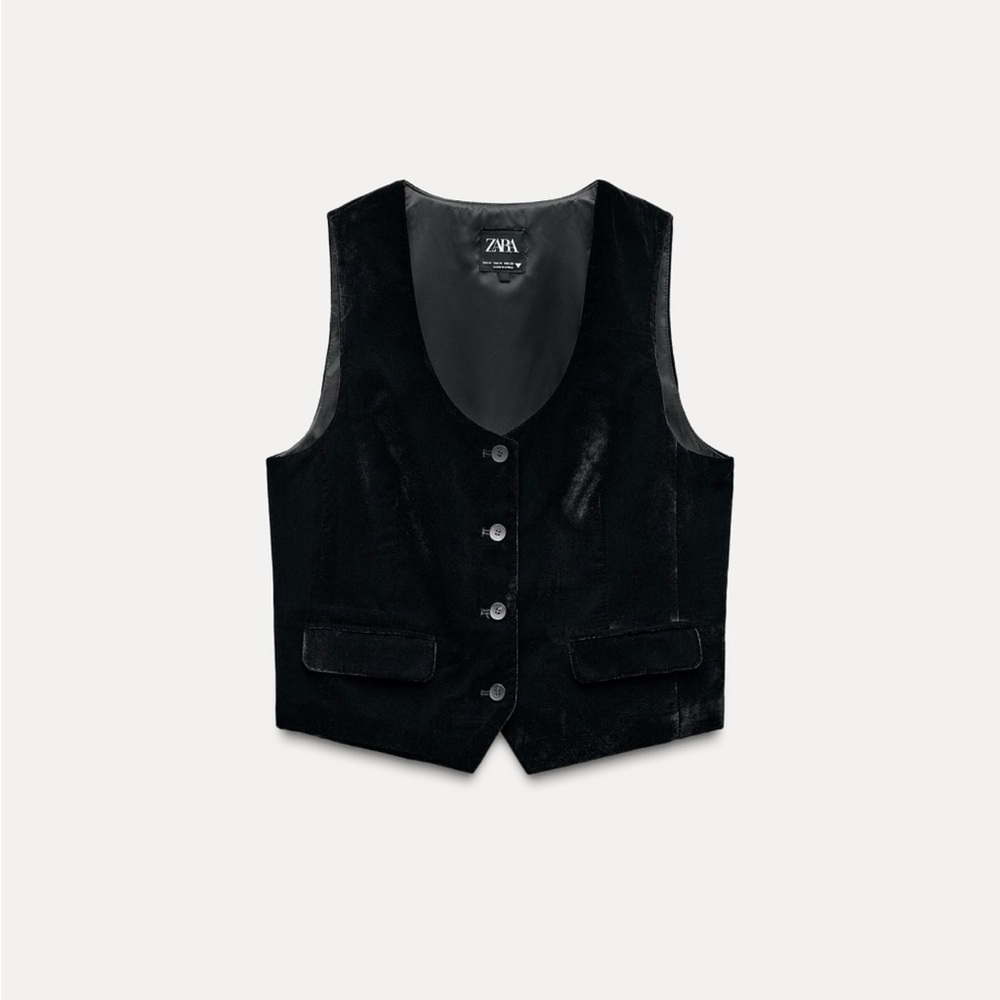 Zara Midnight Black Velvet Waistcoat! FITTED VELVET WAISTCOAT! SOLD OUT ONLINE